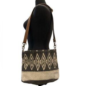 Myra Bag Calf Hair Canvas Crossbody Handbag Adjustable Strap - NWOT